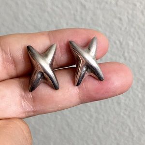 🖤Vtg TAXCO X-design sterling silver earrings